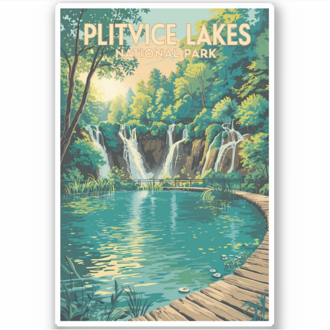 Plitvice Lakes National Park Illustration Travel Aufkleber (Vorderseite)