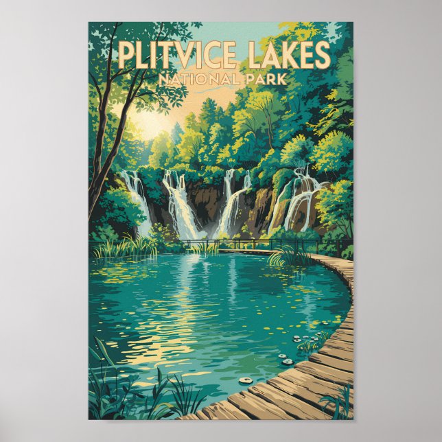 Plitvice Lakes National Park Illustration Travel Poster (Vorne)