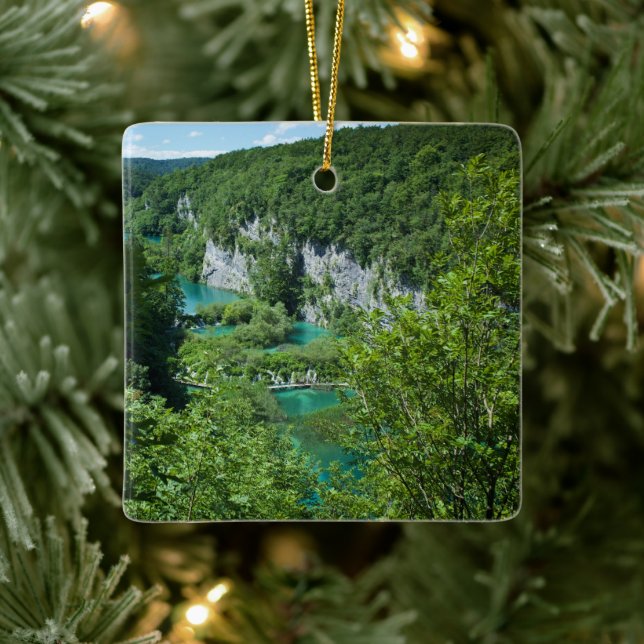 Plitvice Seen Kroatien Landschaft Fotografie Keramikornament (Baum)