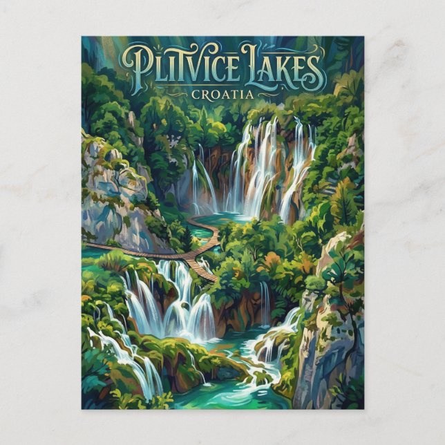 Plitvice Seen Kroatien Postkarte (Vorderseite)