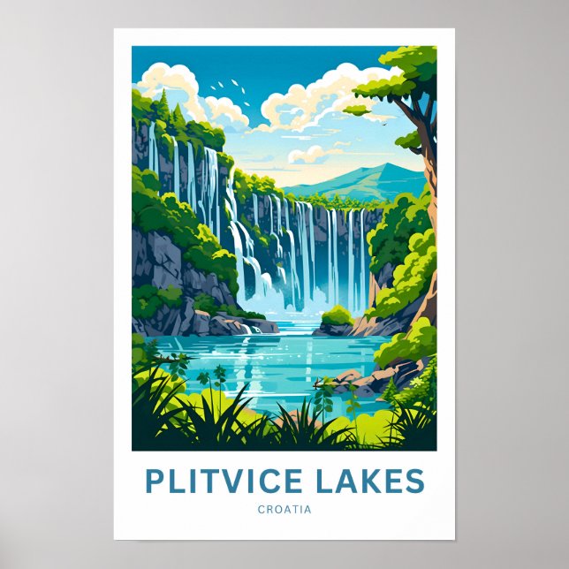 Plitvice Seen Kroatien Reisen Print Poster (Vorne)