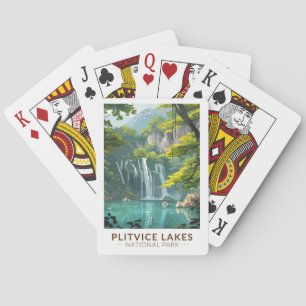 Plitvice Seen Nationalpark Reise Kunst Vintage Spielkarten