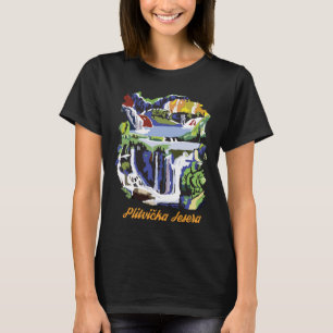 Plitvicer Seen Kroatien Wasserfall Grün Reisen T-Shirt