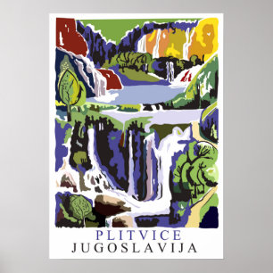 Plitvicer Wasserfälle, Vintage-Reiseposter Poster