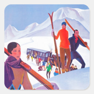 PLM-Bahn Werbeplakat Quadratischer Aufkleber