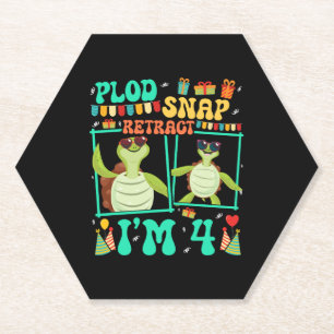 Plod Snap Retract Ich bin 4 Turtle Kind 4. Geburts Untersetzer