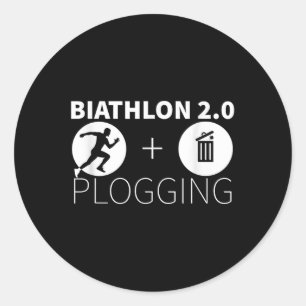 Plogging Biathlon 2.0 Joggen und Umwelt Runder Aufkleber