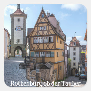 Plönlein in Rothenburg ob der Tauber, Deutschland Quadratischer Aufkleber
