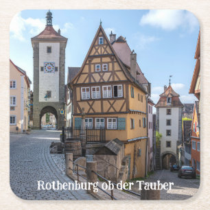 Plönlein in Rothenburg ob der Tauber, Deutschland Rechteckiger Pappuntersetzer