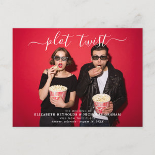 Plot Twist   Hochzeitstermin-Änderungsankündigung  Postkarte