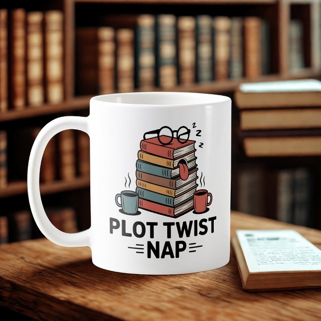 Plot Twist Nickerchen | Lustiges Design für Buchli Kaffeetasse (Von Creator hochgeladen)