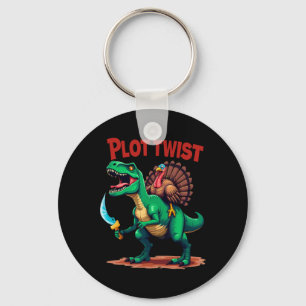 Plot Twist Truthahn Reitet Dinosaurier T-Rex Lusti Schlüsselanhänger