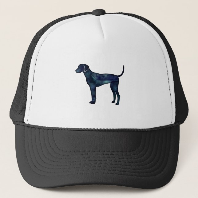 Plott Hound Black Watercolor Silhouette Truckerkappe (Vorderseite)