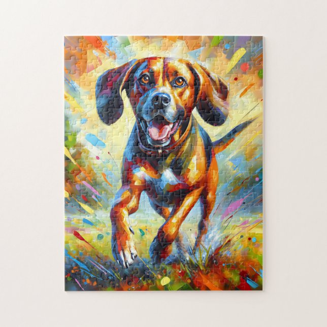 Plott Hound Dog Portrait Akrylkkunstdruck Puzzle (Vertikal)