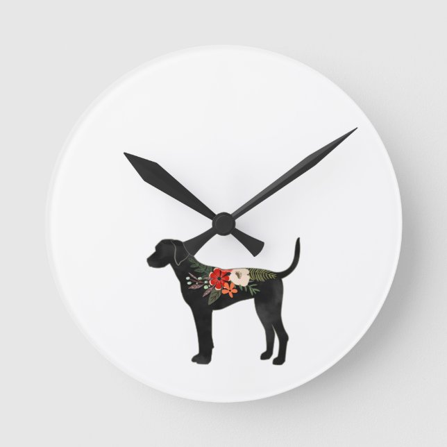 Plott Hound Hund Breed Boho Silhouette Runde Wanduhr (Vorderseite)