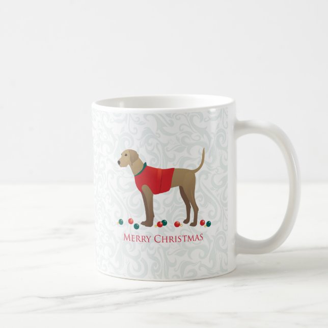 Plott Hound Jagd Hund Frohe Weihnachtsgestaltung Tasse (Rechts)