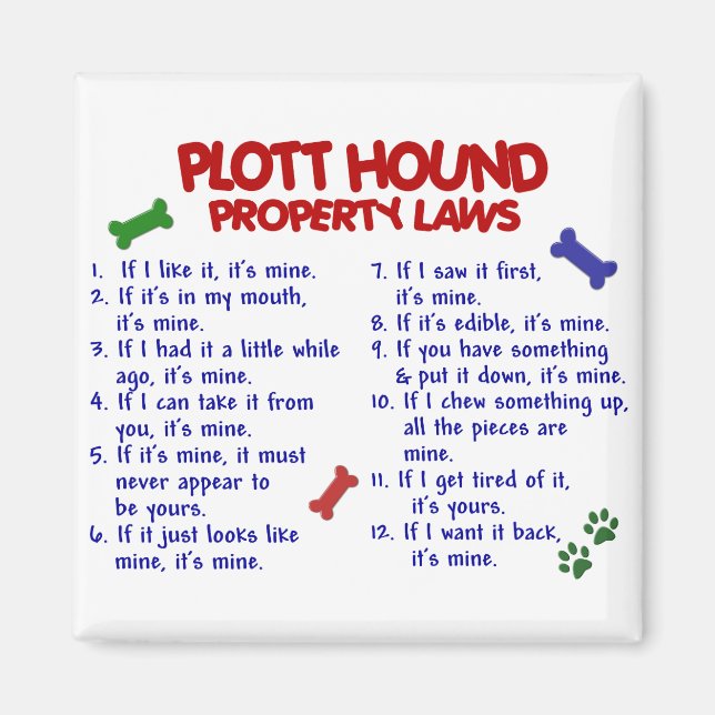 PLOTT HOUND Property Laws 2 Magnet (Vorne)