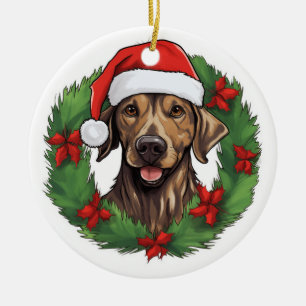 Plott Hound Weihnachtskranz Keramik Ornament