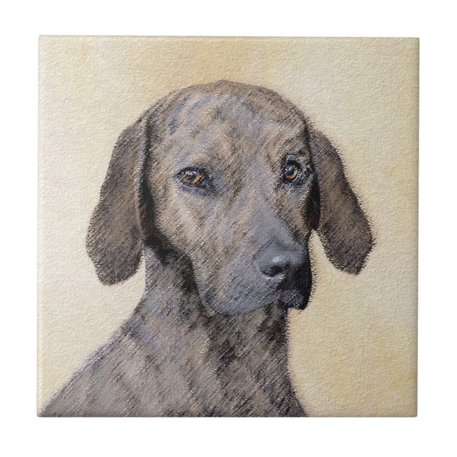Plottengemälde - Niedliche Original Hundkunst Fliese (Vorderseite)