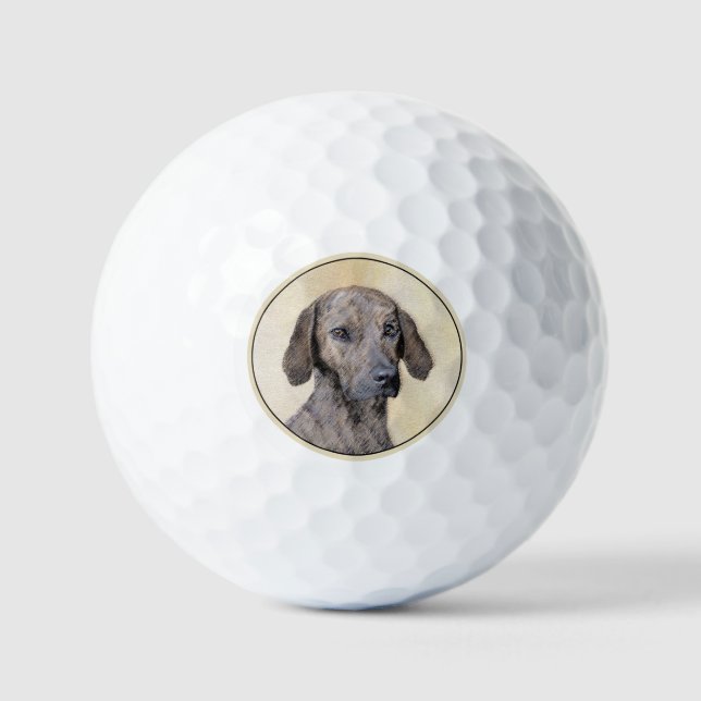 Plottengemälde - Niedliche Original Hundkunst Golfball (Vorderseite)