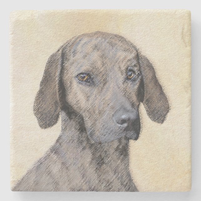 Plottengemälde - Niedliche Original Hundkunst Steinuntersetzer (Vorderseite)