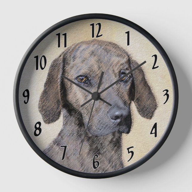 Plottengemälde - Niedliche Original Hundkunst Uhr (Vorderseite)