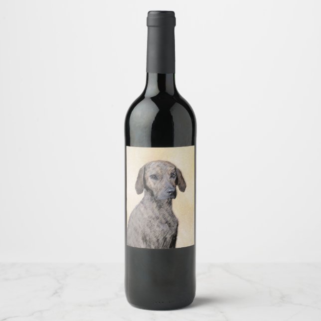 Plottengemälde - Niedliche Original Hundkunst Weinetikett (Vorderseite)
