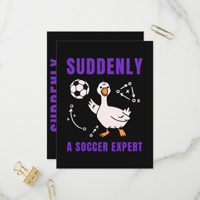 Plötzlich ein Fußball Experte Einladungspostkarte (Vorderseite/Rückseite Beispiel)