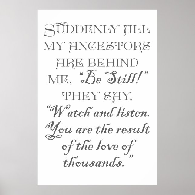 Plötzlich sind alle meine Vorfahren hinter mir: "S Poster (Vorne)