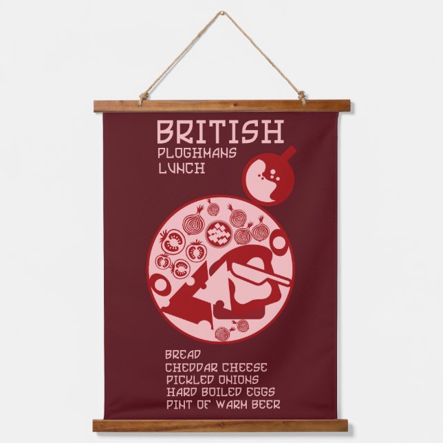 Ploughmans Pub Mittagessen Wandteppich Mit Holzrahmen (Vorderseite)