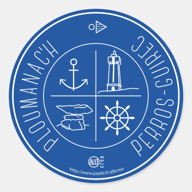 Ploumanach Perros-Guirec Runder Aufkleber (Vorderseite)