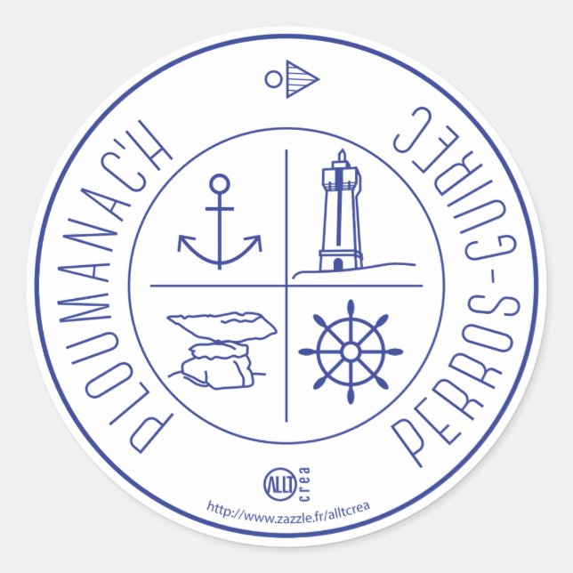 Ploumanach Perros-Guirec Runder Aufkleber (Vorderseite)