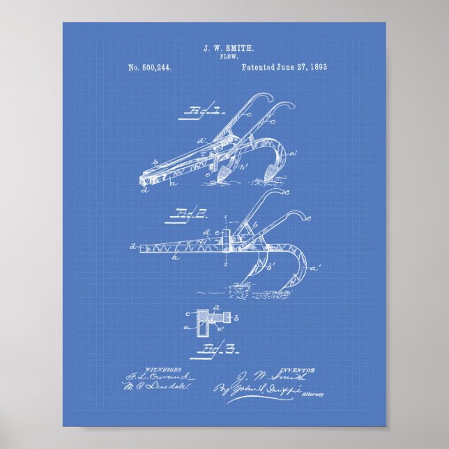 Plow 1893 Patent Art Blueprint Poster (Vorne)