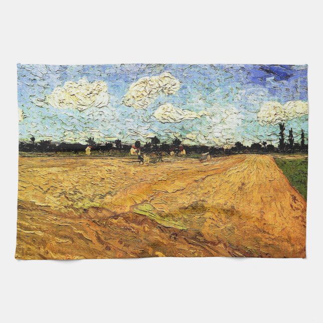 Plowed Field (die Furrows) von Vincent van Gogh Geschirrtuch (Horizontal)