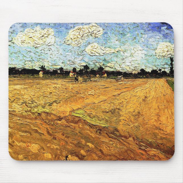 Plowed Field (die Furrows) von Vincent van Gogh Mousepad (Vorne)