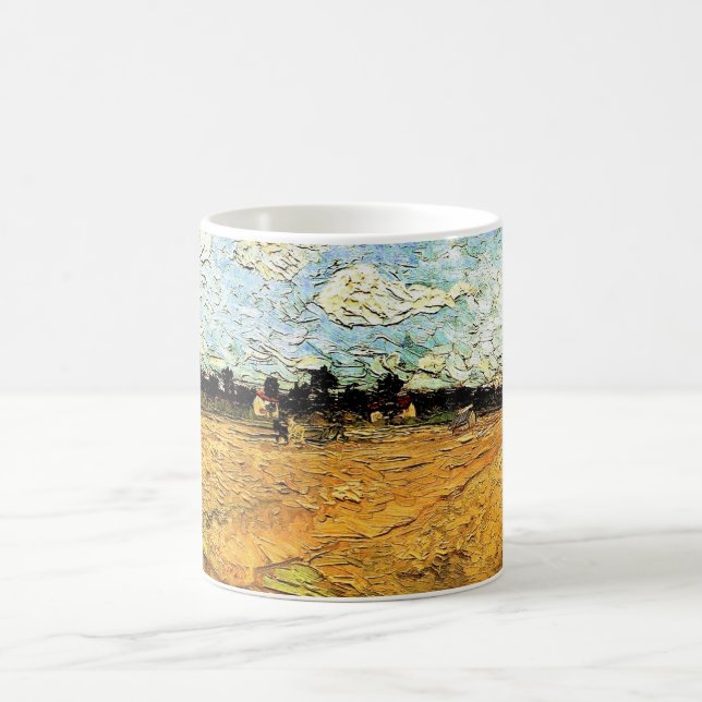 Plowed Field (die Furrows) von Vincent van Gogh Tasse (Mittel)