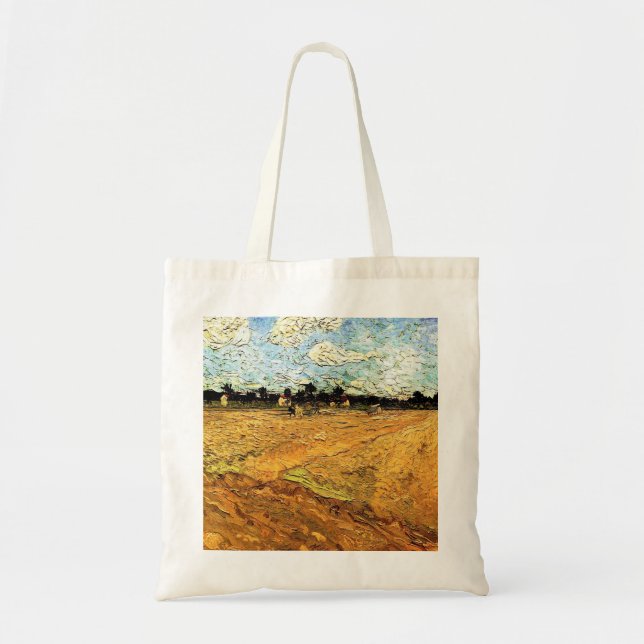 Plowed Field (die Furrows) von Vincent van Gogh Tragetasche (Vorne)
