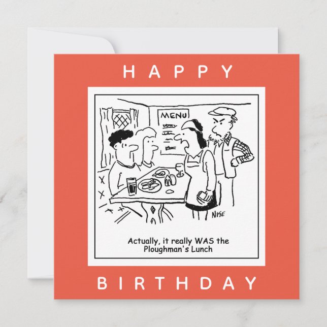 Plowman's Lunch Pub Menu Cartoon Karte (Vorderseite)