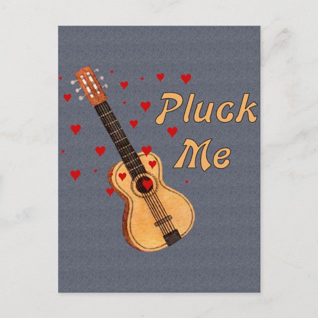 Pluck Me Valentine Guitar Feiertagspostkarte (Vorderseite)