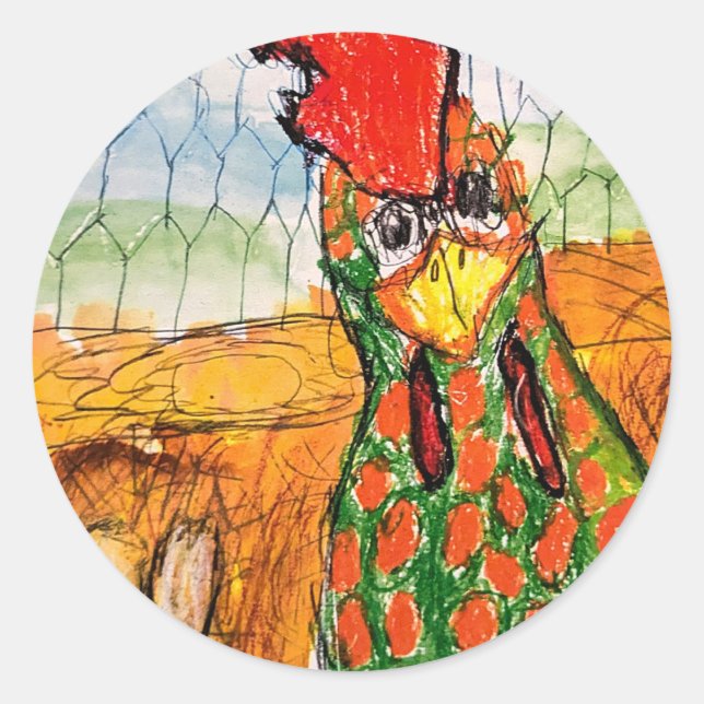 Plucky Chicken Runder Aufkleber (Vorderseite)