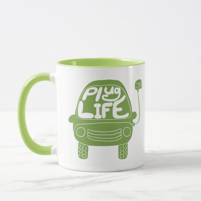 Plug Life Niedlich Light Green Electric Car Tasse (Links)