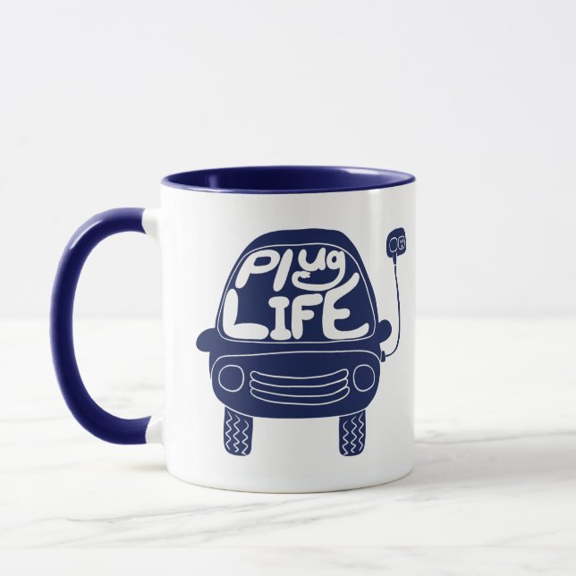 Plug Life Niedlich Navy Blue Electric Car Tasse (Links)