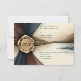 Plum and Blue Ombre Seal Watercolor Wedding RSVP Karte