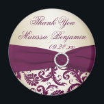 Plum and Champagne Damask Wedding Favor Magnet<br><div class="desc">This plum and champagner damask thank you wedding favor magnet has falsch ribbon and jewels. Es geht um The Wedding Einladung Shown Below. If there are any other matching items you require,  please email your request to niteowlstudio@gmail.com</div>