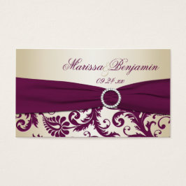 Plum and Champagne Damask Wedding Favor Tag