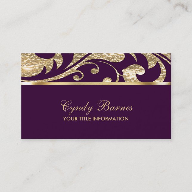 Plum and Gold Contemporary Business Card Visitenkarte (Vorderseite)