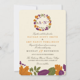 Plum and Pumpkin Fall Wreath Wedding Einladungen