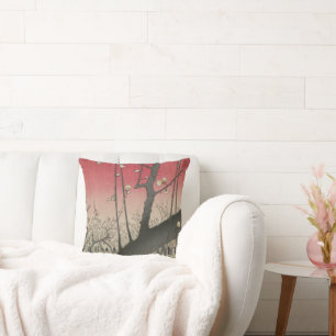 Plum Anwesen Japanisch Edo Woodblock Plum Kissen