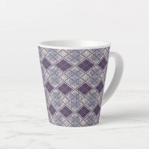 PLUM ARGYLE STRICKEN Latte Tasse