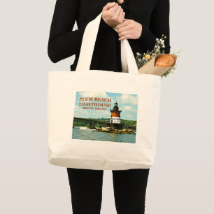 Plum Beach Lighthouse, Rhode Island Tote Bag Jumbo Stoffbeutel